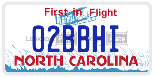 02BBHI license plate in North Carolina