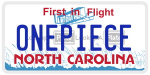 0NEPIECE  license plate in NC