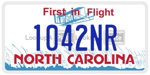 1042NR license plate in North Carolina