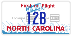 12B license plate in North Carolina