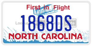 1868DS license plate in North Carolina