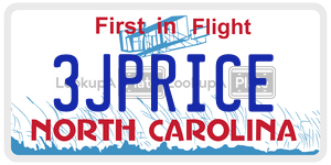 3JPRICE  license plate in NC