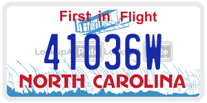 41036W license plate in North Carolina