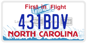 431BDV license plate in North Carolina