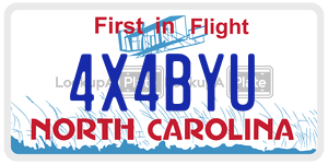 4X4BYU license plate in North Carolina