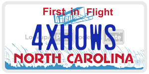 4XH0WS license plate in North Carolina