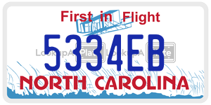 5334EB license plate in North Carolina