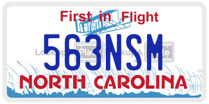 563NSM license plate in North Carolina