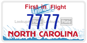 7777 license plate in North Carolina