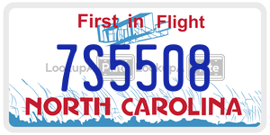 7S5508  license plate in NC