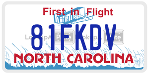 81FKDV  license plate in NC