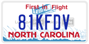 81KFDV  license plate in NC