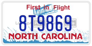 8T9869 license plate in North Carolina