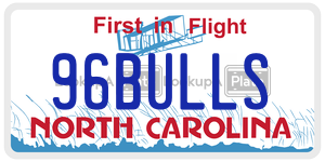 96BULLS license plate in North Carolina
