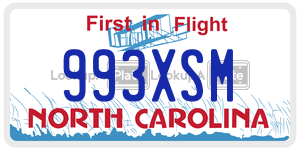 993XSM  license plate in NC