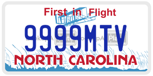 9999MTV  license plate in NC