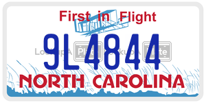 9L4844  license plate in NC