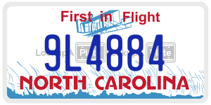 9L4884  license plate in NC