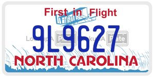 9L9627  license plate in NC