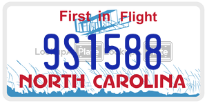 9S1588  license plate in NC