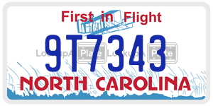 9T7343  license plate in NC