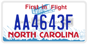 AA4643F  license plate in NC