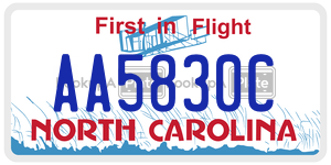 AA5830C  license plate in NC