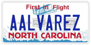 AALVAREZ license plate in North Carolina
