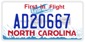 AD20667 license plate in North Carolina