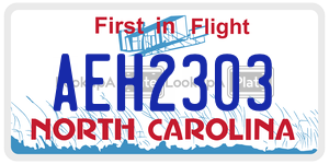 AEH2303  license plate in NC