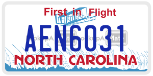 AEN6031  license plate in NC