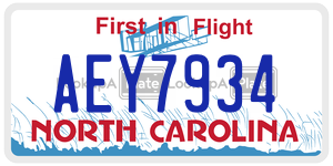 AEY7934 license plate in North Carolina