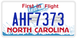 AHF7373  license plate in NC