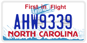 AHW9339 license plate in North Carolina