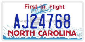 AJ24768  license plate in NC