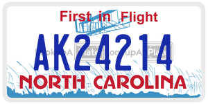 AK24214  license plate in NC