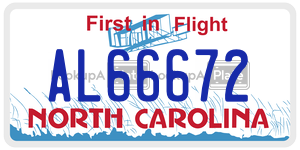 AL66672 license plate in North Carolina
