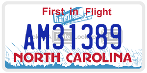 AM31389  license plate in NC