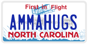 AMMAHUGS  license plate in NC