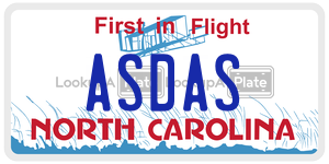 ASDAS license plate in North Carolina
