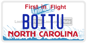 B0ITU license plate in North Carolina