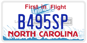 B495SP license plate in North Carolina