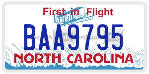 BAA9795 license plate in North Carolina