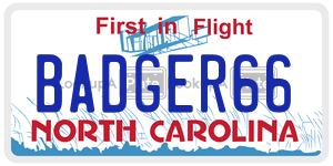 BADGER66  license plate in NC