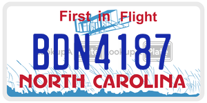 BDN4187  license plate in NC