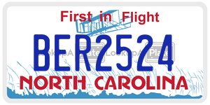 BER2524 license plate in North Carolina