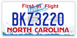 BKZ3220  license plate in NC