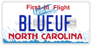 BLUEUF license plate in North Carolina
