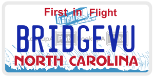 BRIDGEVU license plate in North Carolina