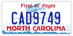 CAD9749  license plate in NC